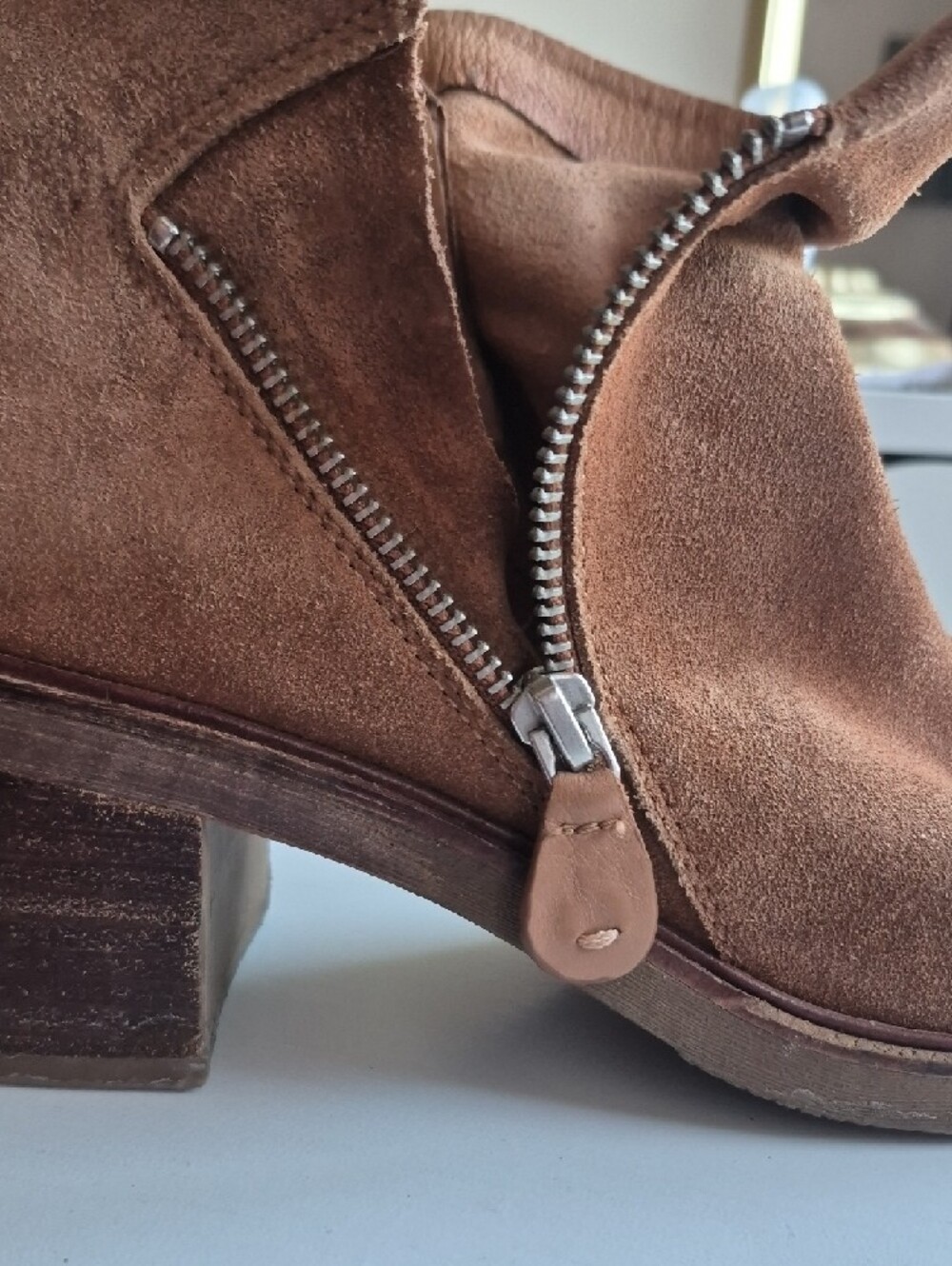 Women’s Suede Ankle Boot with Side Zip - Brown